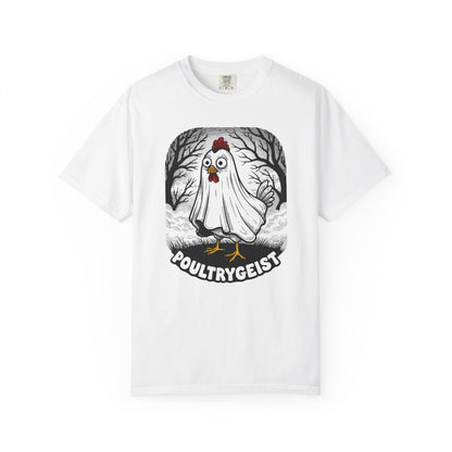 Poultrygeist T-Shirt — Funny Ghost Chicken Halloween Tee