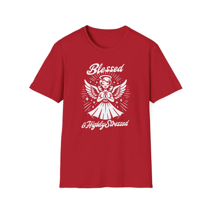 Blessed & Highly Stressed T-Shirt — Retro Angelic Graphic Tee