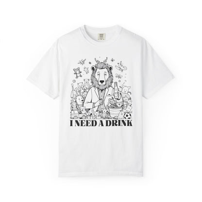 I Need A Drink T-Shirt — Funny Lion Bartender Gentleman Father Graphic Tee