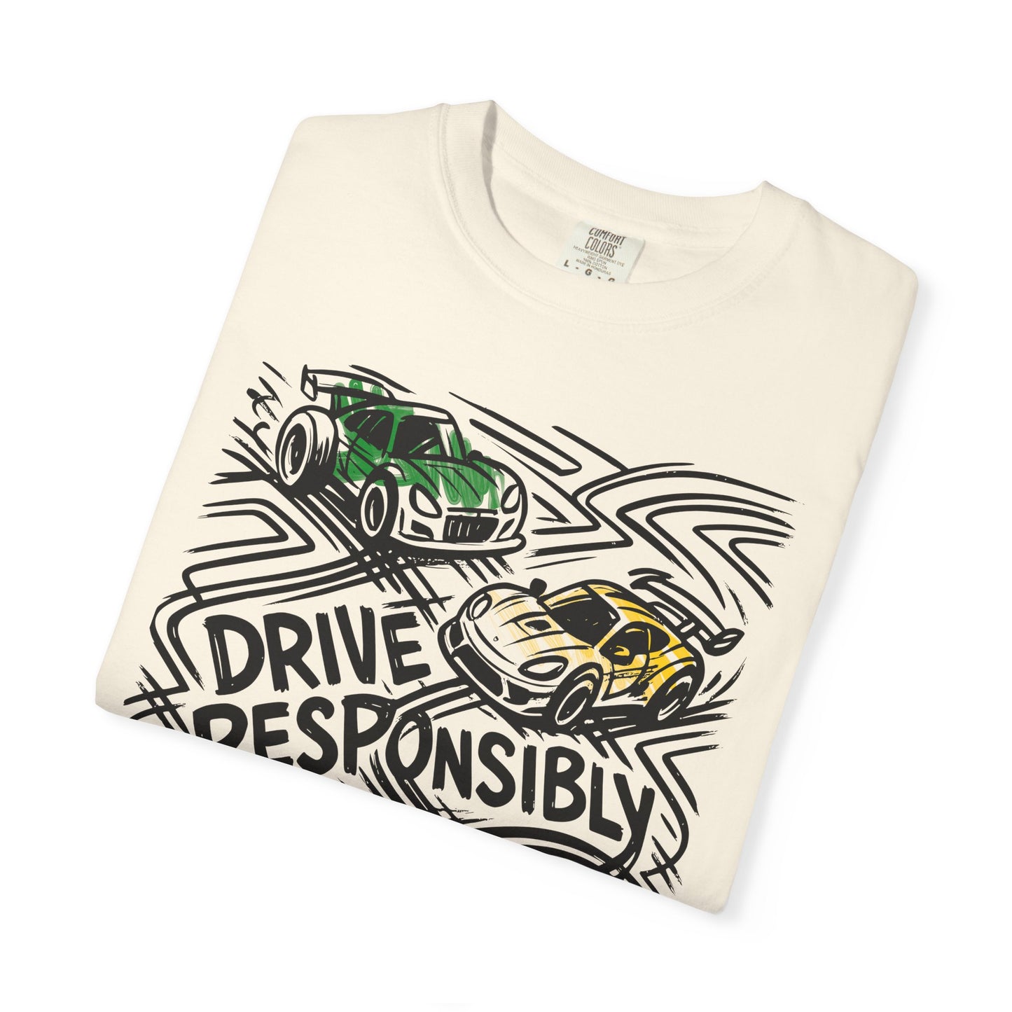 Drive Responsibly Vintage Car T-Shirt — Retro Racer Awareness Graphic Tee