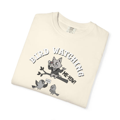 'Bird Watching' T-Shirt — Vintage Cartoon Cat Calling Graphic Tee