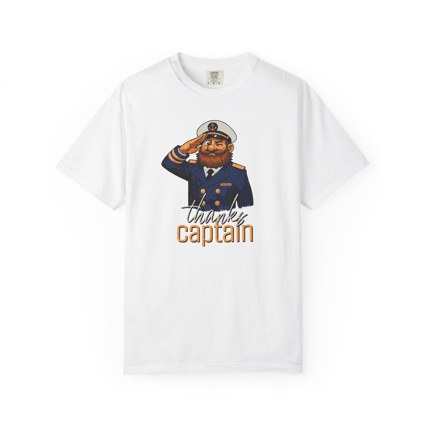 Captain Obvious Salute T-Shirt — "Thanks, Captain" Nautical Crew Tee