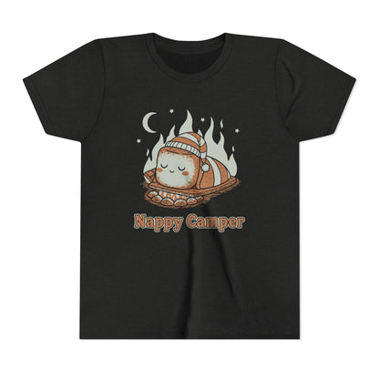 "Nappy Camper" Youth Tee — Cute Sleeping Marshmallow Camping T-Shirt