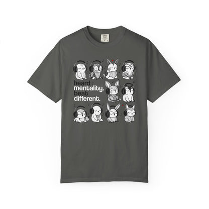 'Heard Mentality. Beat Different.' T-Shirt — Headphone Bunny Animals Graphic Tee