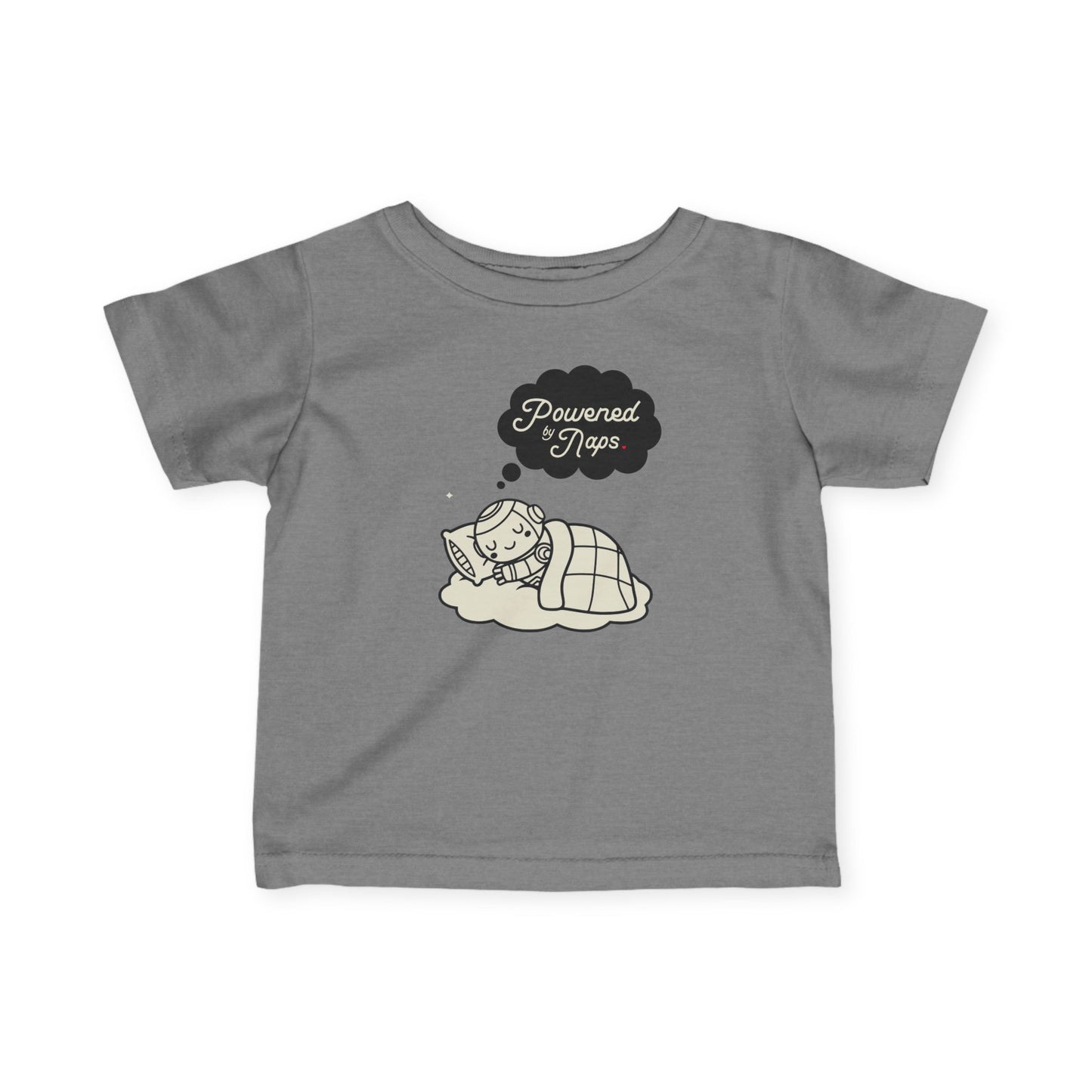 "Powered by Naps" Infant Tee — Cute Sleeping Recharging Baby Robot Android Graphic
