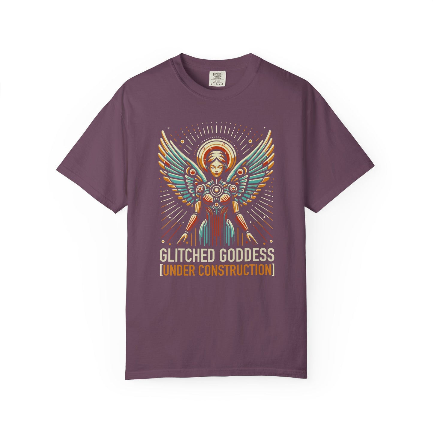 "Glitched Goddess (Under Construction)" T-Shirt — Unhinged Attitude Retro Sci‑Fi Graphic Tee