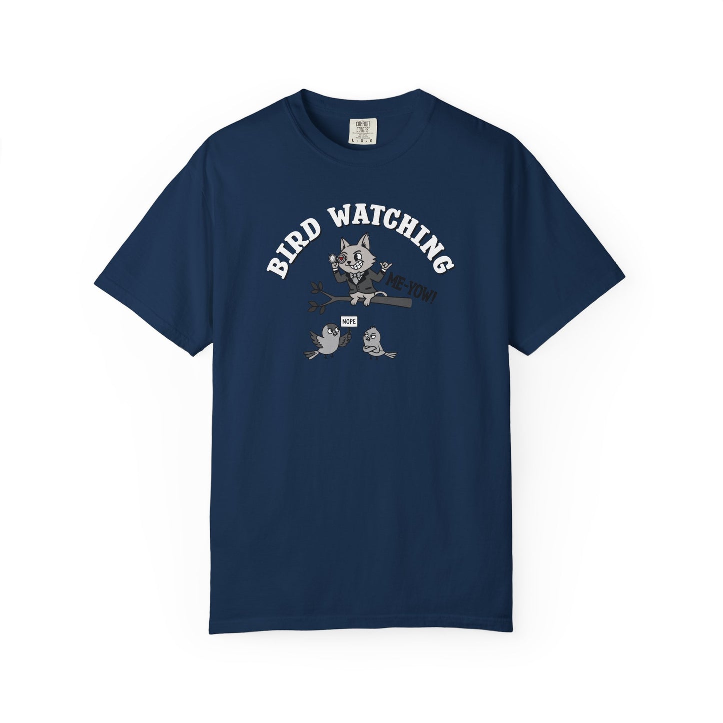 'Bird Watching' T-Shirt — Vintage Cartoon Cat Calling Graphic Tee