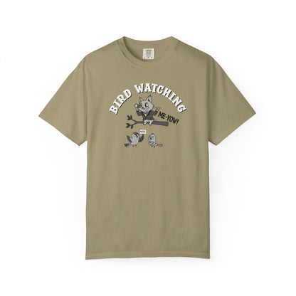 'Bird Watching' T-Shirt — Vintage Cartoon Cat Calling Graphic Tee