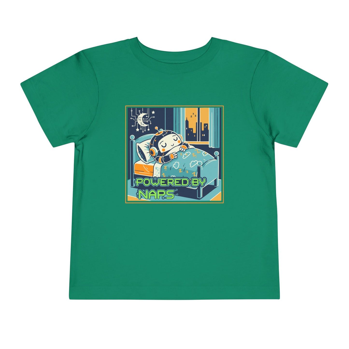 "Powered by Naps" Toddler Tee — Cute Sleepy Robot Android Graphic T-Shirt