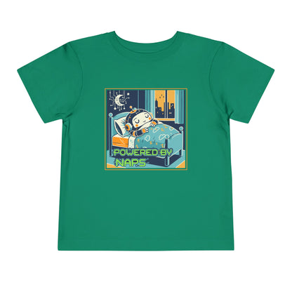 "Powered by Naps" Toddler Tee — Cute Sleepy Robot Android Graphic T-Shirt