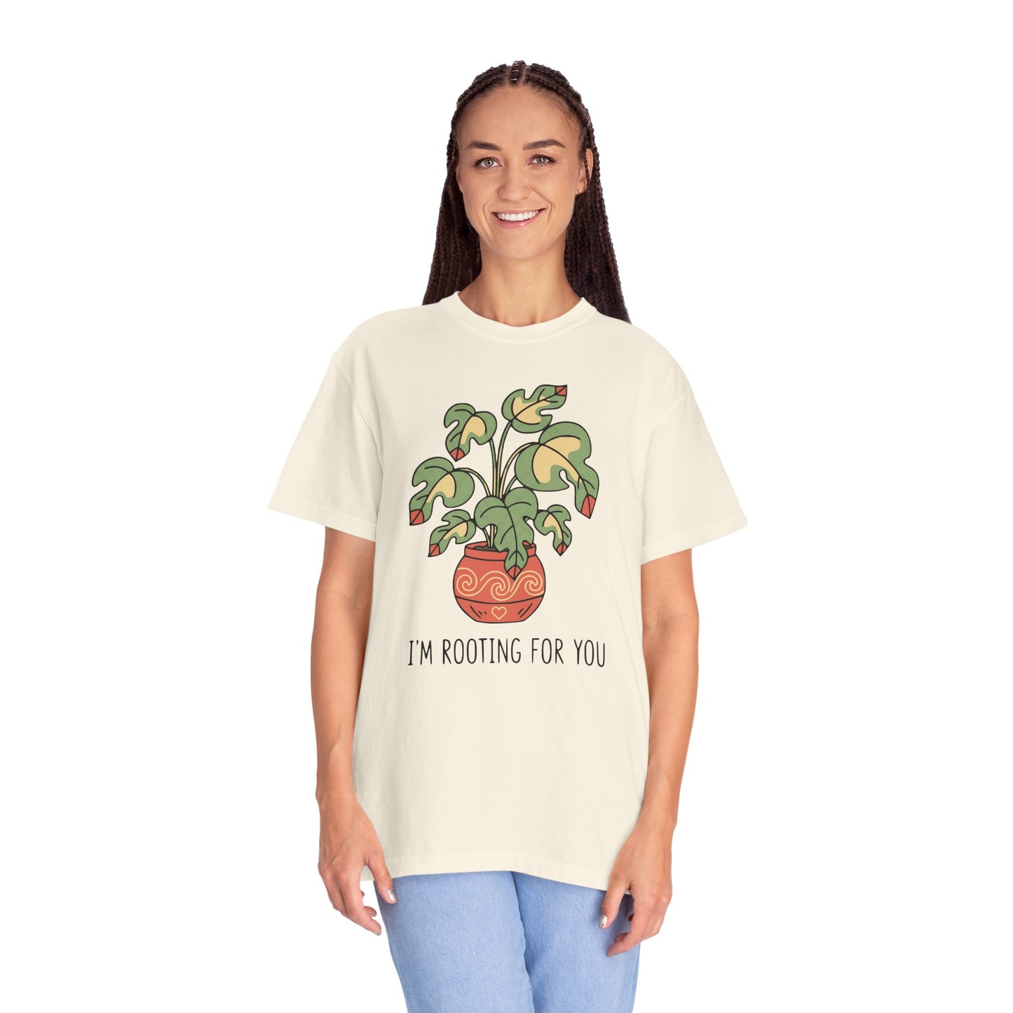 "I’m Rooting For You" Plant Lover Support T-Shirt — Cute Potted Plant Tee