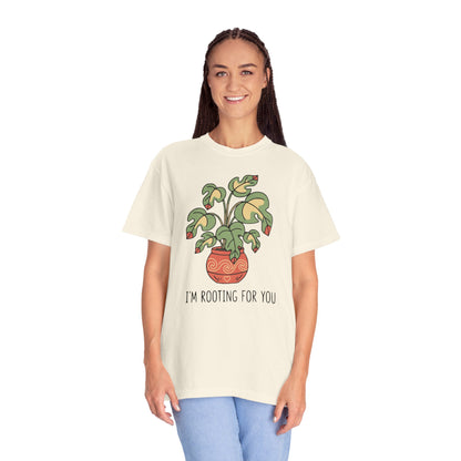 "I’m Rooting For You" Plant Lover Support T-Shirt — Cute Potted Plant Tee