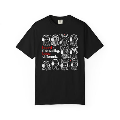 'Heard Mentality. Beat Different.' T-Shirt — Headphone Bunny Animals Graphic Tee