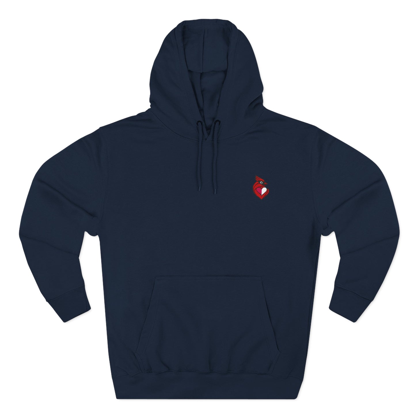 heartinal® "Snug as a Cardinal" Heart Chest Hoodie — Small Embroidered Bird Pullover
