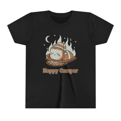 "Nappy Camper" Youth Tee — Cute Sleeping Marshmallow Camping T-Shirt