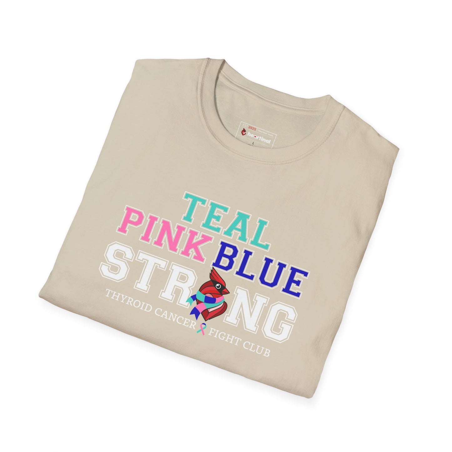 Teal Pink Blue Strong T-Shirt – Thyroid Cancer Awareness Ribbon Support Tee