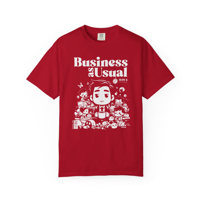 "Business as Usual" T-Shirt — Cute Chibi Office Worker Graphic Tee