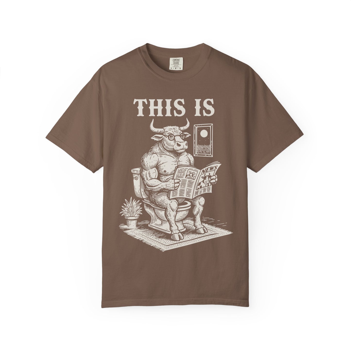 "This Is" T-Shirt — Bull Reading Newspaper on Toilet Graphic Tee