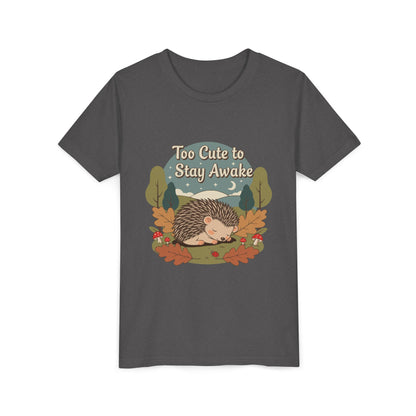 "Too Cute to Stay Awake" Hedgehog Youth Tee — Cute Sleeping Animal Kids Shirt