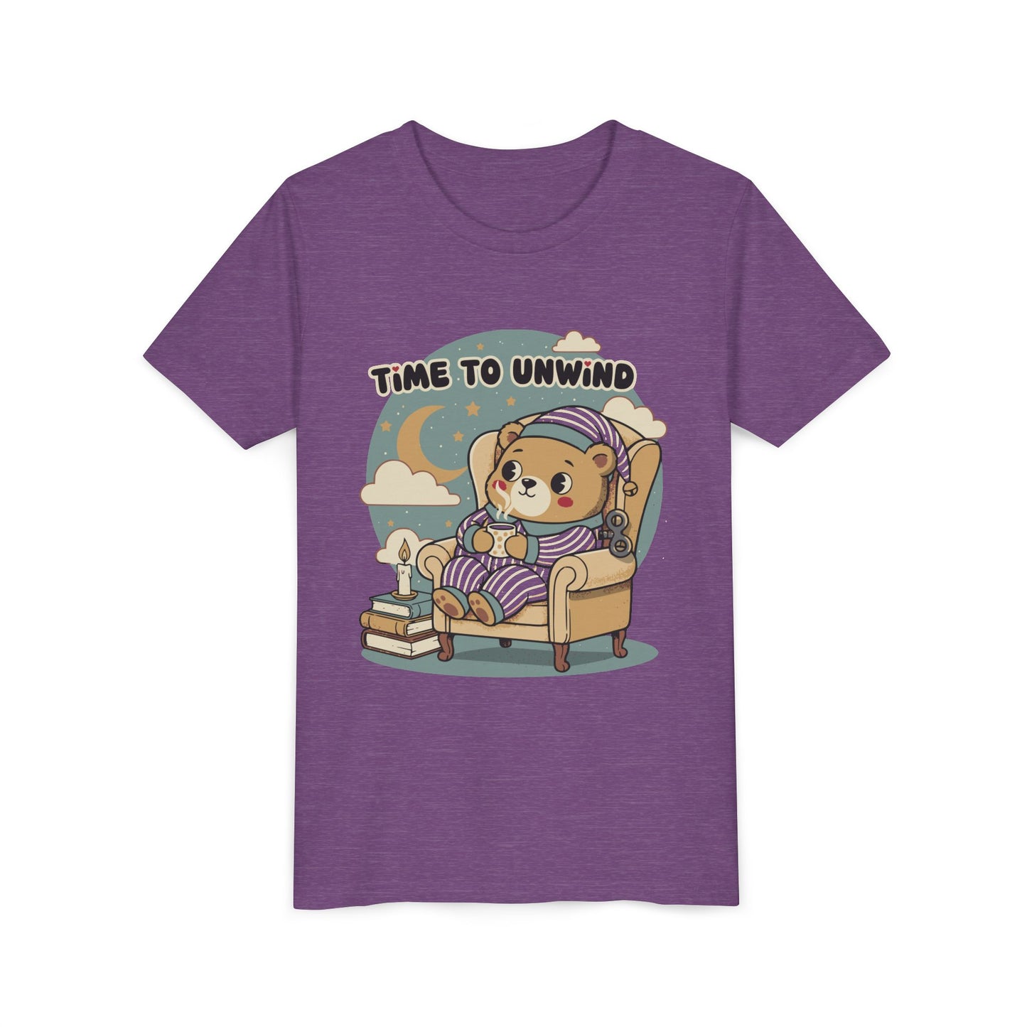 'Time to Unwind' Youth Tee — Windup Toy Bear Relaxing Graphic T-Shirt