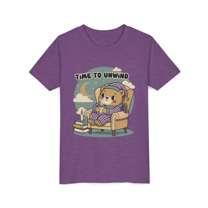 'Time to Unwind' Youth Tee — Windup Toy Bear Relaxing Graphic T-Shirt
