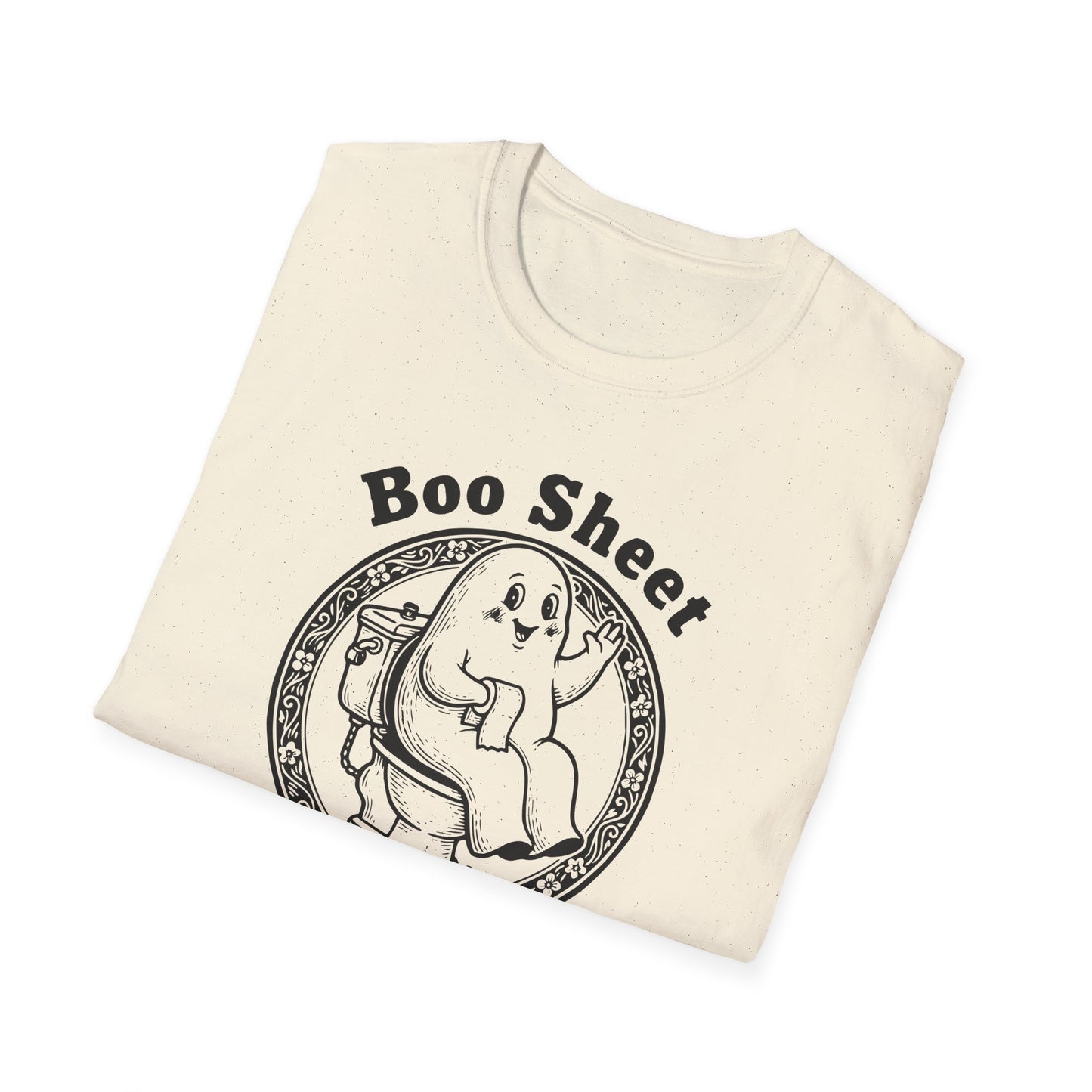 Boo Sheet T-Shirt — Funny Ghost on Toilet Halloween Tee