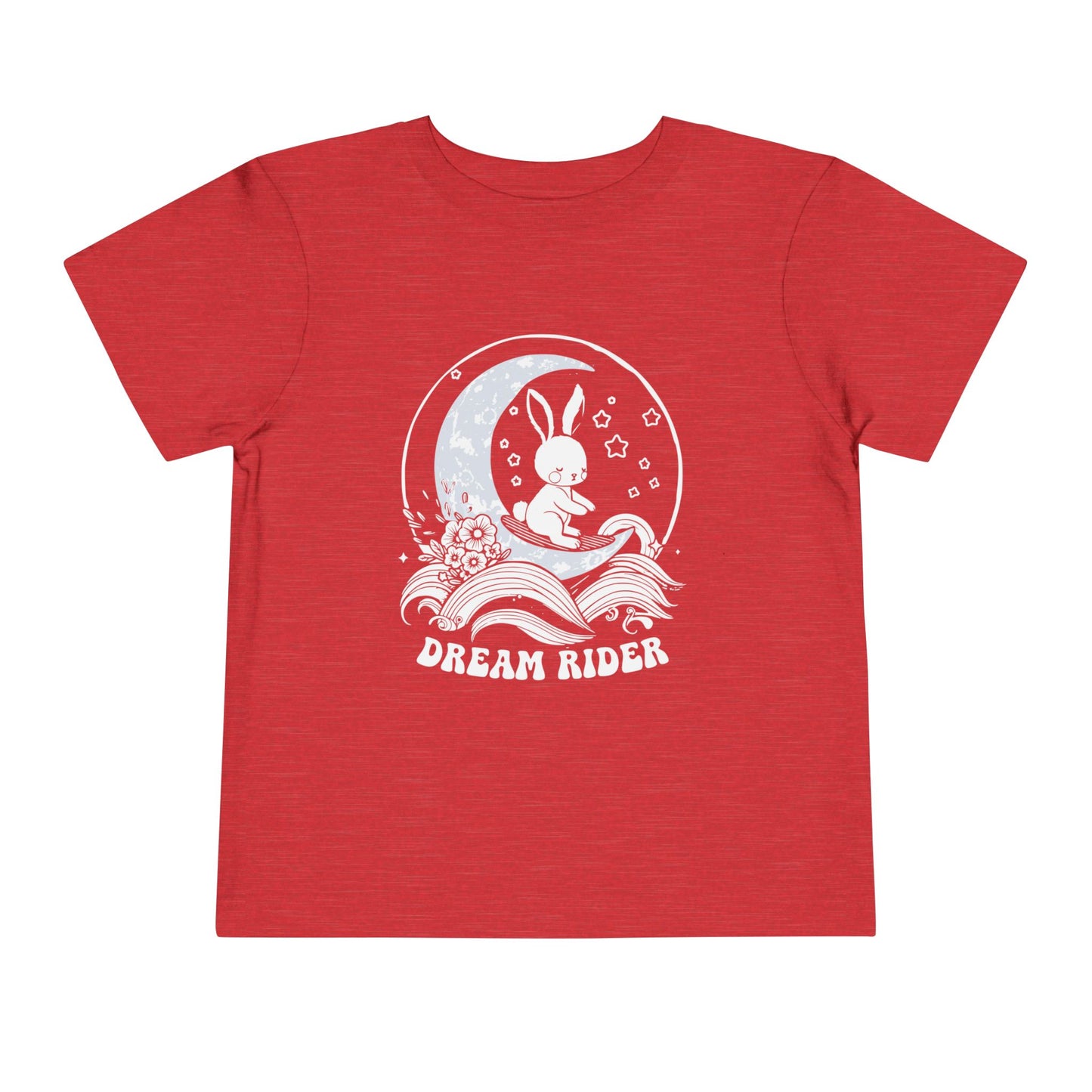 "Dream Rider" Toddler Tee — Sleepy Bunny Moon Surfer Graphic T-Shirt