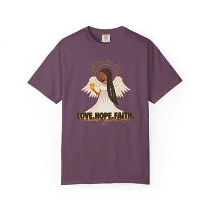 "Love.Hope.Faith. Never give up" T-Shirt - Perseverence Angel Graphic Tee