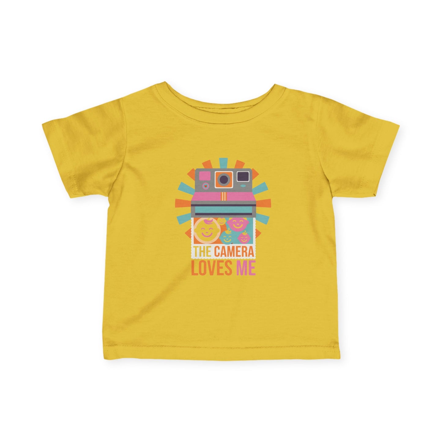"Camera Loves Me" Infant Tee - Cute Retro Baby T-Shirt, Newborn Photography Outfit