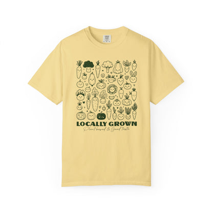 "Locally Grown: Plant Based & Good Taste" T-Shirt — Organic Vegan Farmer Garden Tee