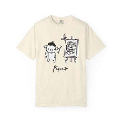 "Pigcasso" Pigment T-Shirt — Cute Pig Artist Illustration Painter Tee