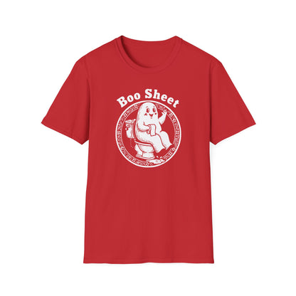 Boo Sheet T-Shirt — Funny Ghost on Toilet Halloween Tee