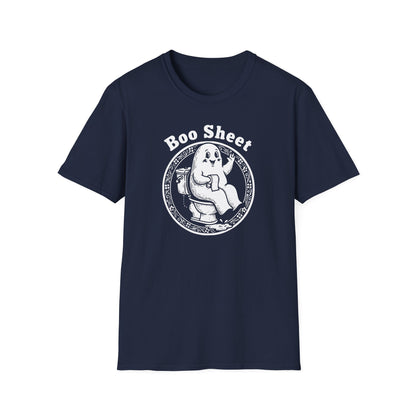 Boo Sheet T-Shirt — Funny Ghost on Toilet Halloween Tee