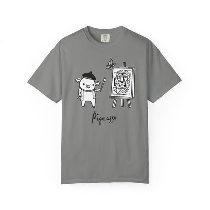 "Pigcasso" Pigment T-Shirt — Cute Pig Artist Illustration Painter Tee