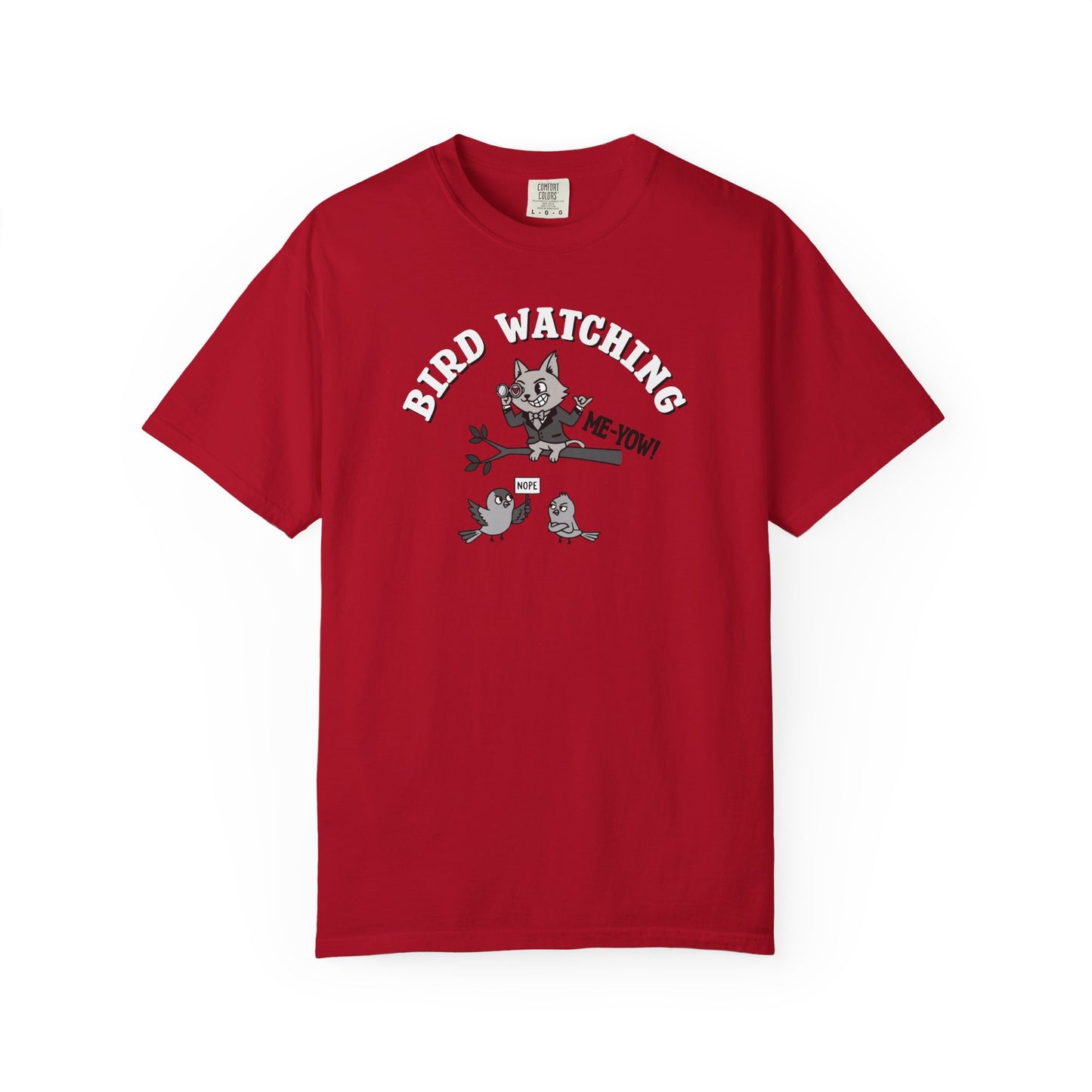 'Bird Watching' T-Shirt — Vintage Cartoon Cat Calling Graphic Tee