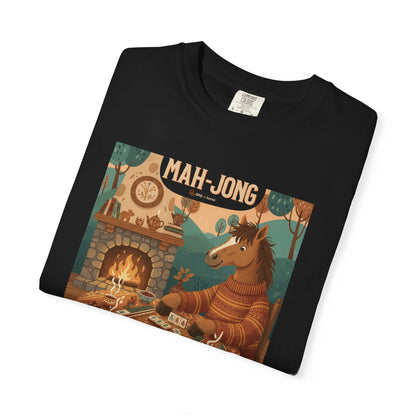 “Mah-Jong: A Stable Diet in the Year of the Horse” T-Shirt — Retro Cozy Mahjong Horse Design