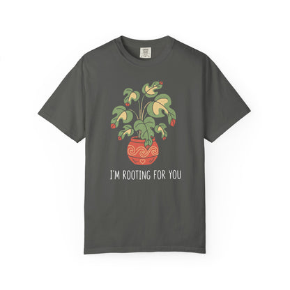 "I’m Rooting For You" Plant Lover Support T-Shirt — Cute Potted Plant Tee