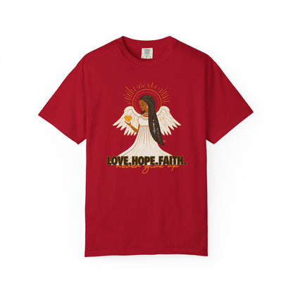 "Love.Hope.Faith. Never give up" T-Shirt - Perseverence Angel Graphic Tee