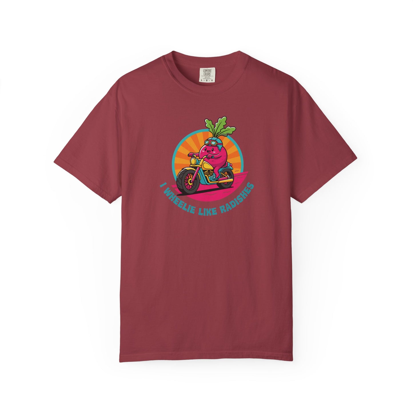 “Wheelie Like Radishes” T-Shirt —  Retro Radish Lover Vegan Cycling Graphic Tee