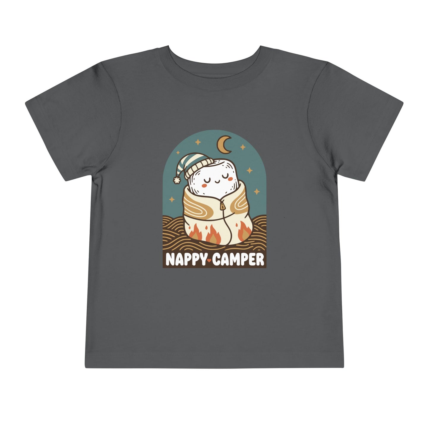 "Nappy Camper" Toddler Tee — Cute Sleeping Camper Graphic Shirt