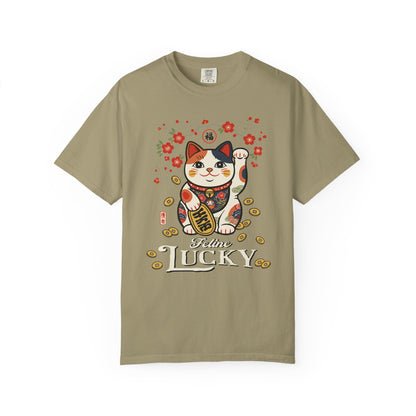 "Feline Lucky" T-Shirt — Lucky Maneki Neko Cat Graphic Tee