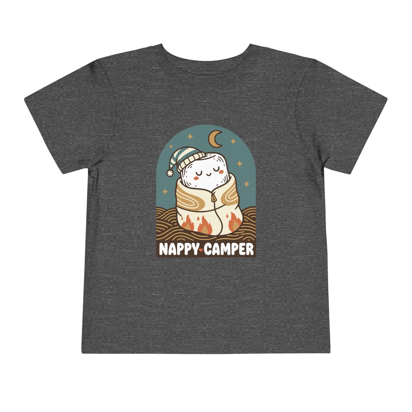 "Nappy Camper" Toddler Tee — Cute Sleeping Camper Graphic Shirt
