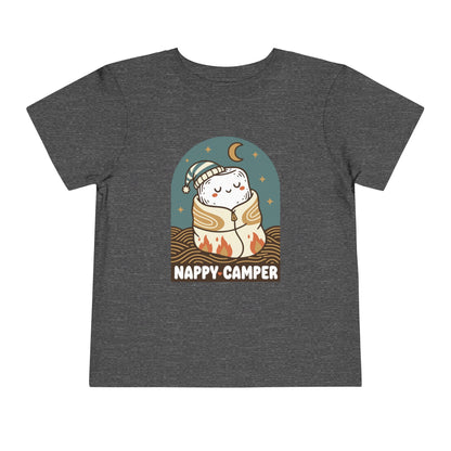 "Nappy Camper" Toddler Tee — Cute Sleeping Camper Graphic Shirt