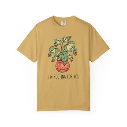 "I’m Rooting For You" Plant Lover Support T-Shirt — Cute Potted Plant Tee