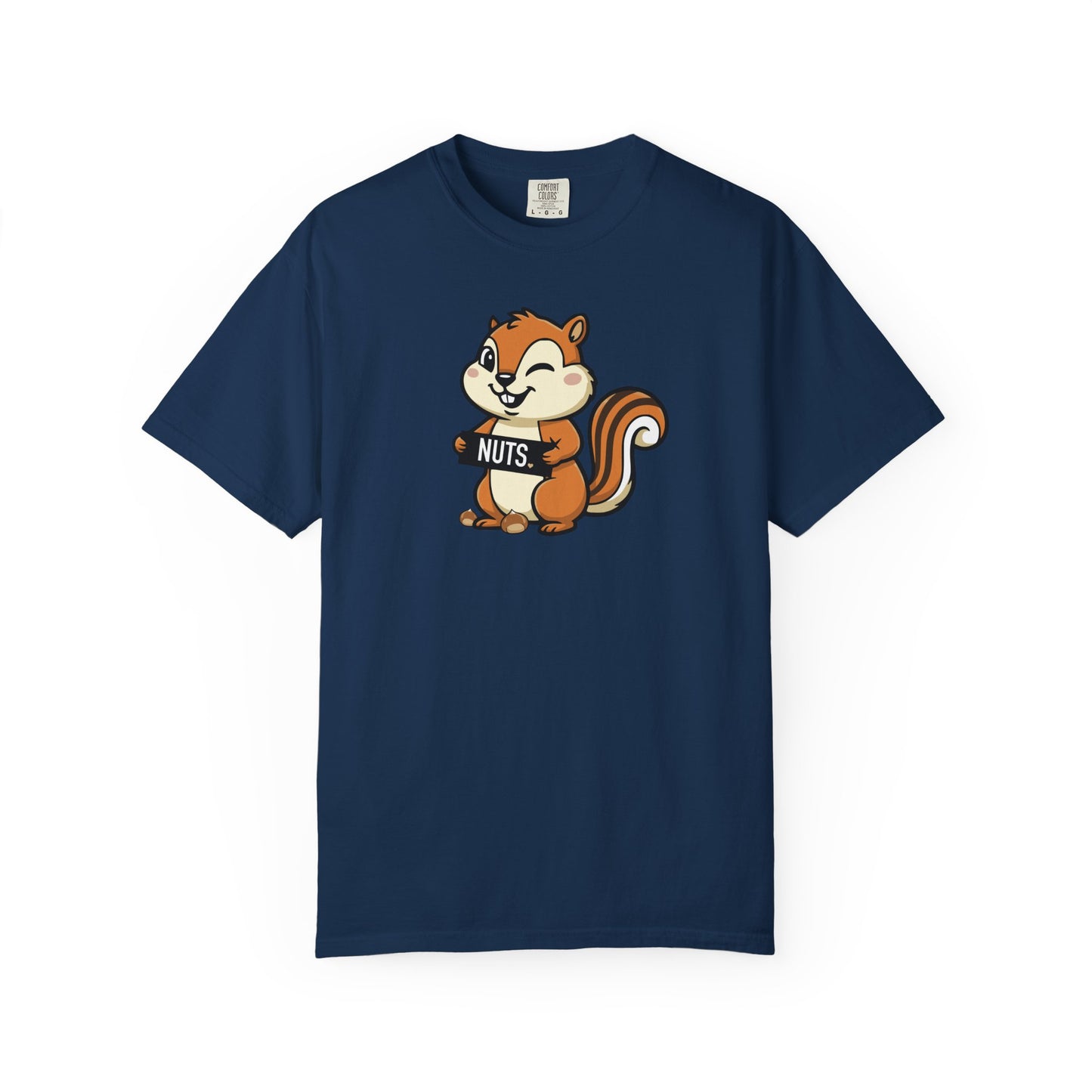"Chestnuts: Nuts" Couples Tee - Chipmunk Holding 'NUTS' Funny Chestnut Graphic T-Shirt