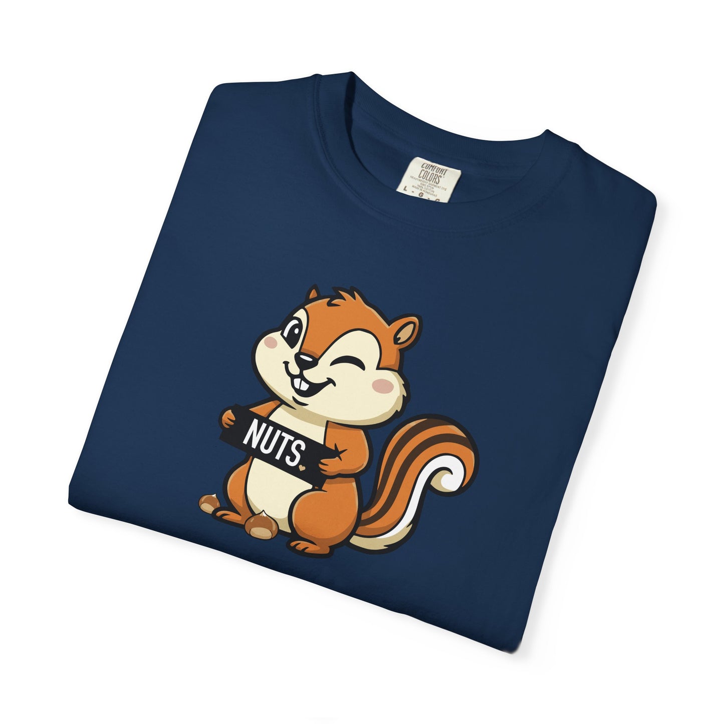 "Chestnuts: Nuts" Couples Tee - Chipmunk Holding 'NUTS' Funny Chestnut Graphic T-Shirt