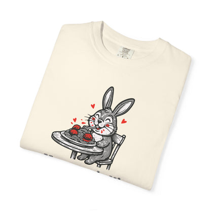 More Spaghetti Less Upsetti T-Shirt — Cute Bunny Pasta Graphic Tee