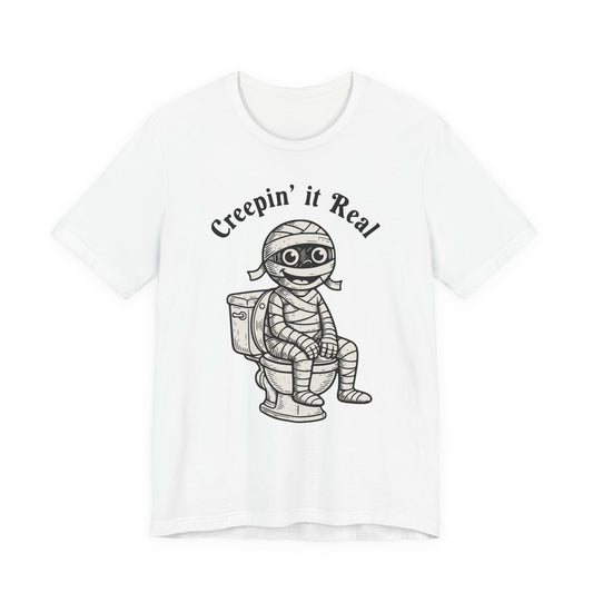 "Creepin' It Real" Vintage Tee - Funny Mummy on a Potty T-Shirt