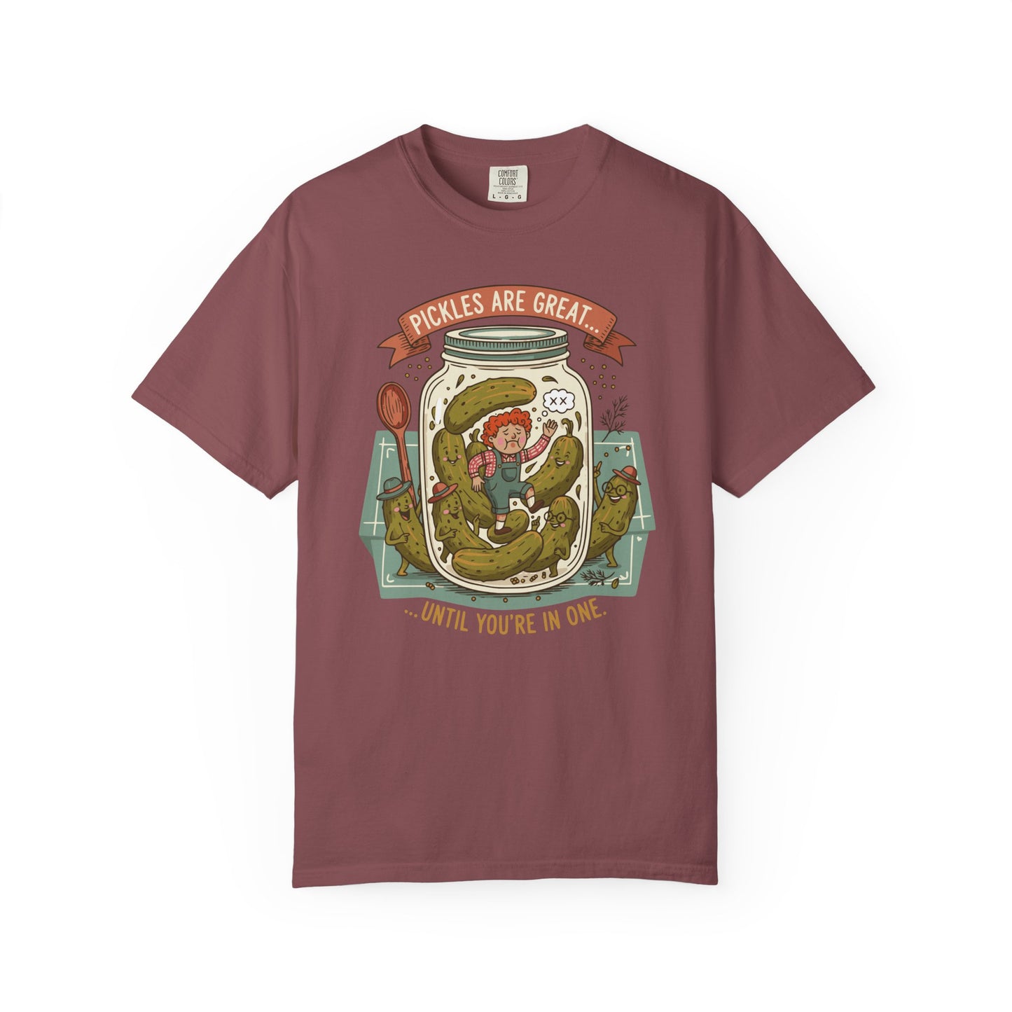 "Pickles Are Great... Until You're In One" T-Shirt — Funny Pickle Jar Vintage Illustration Tee