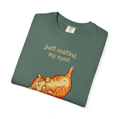 "Just Resting My Eyes" T-Shirt — Awkward Cat Nap Graphic Tee